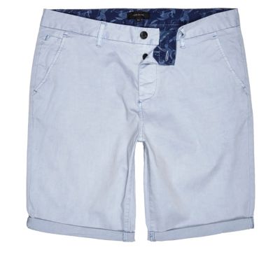 Light blue slim fit chino shorts